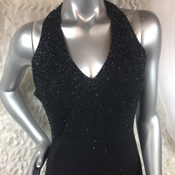 CACHET | Beaded V Neck Black Cocktail Dress - Picture 3 of 8